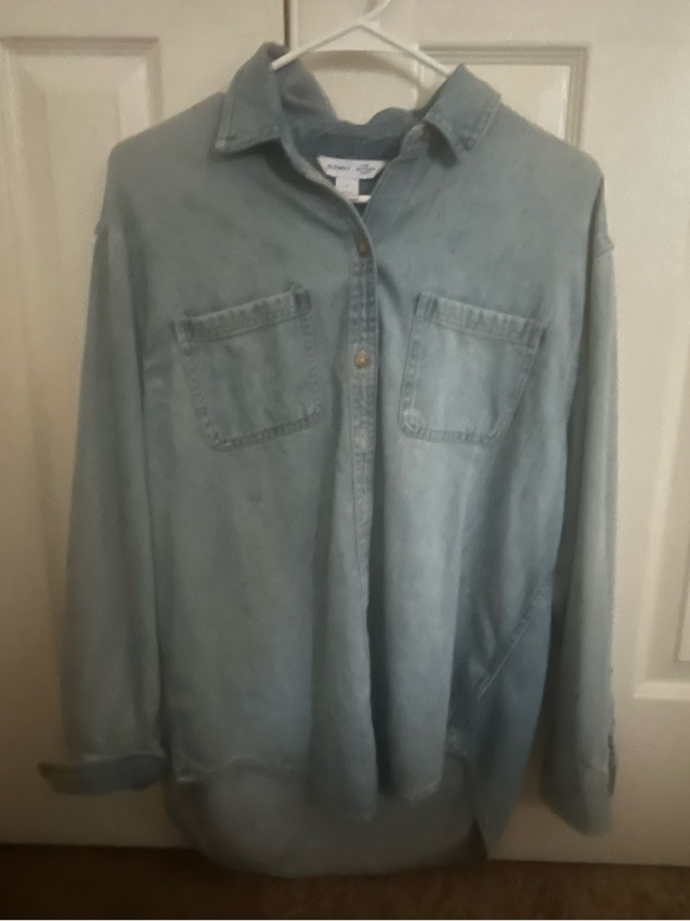 American Eagle Light Wash Denim Button-Up Shirt